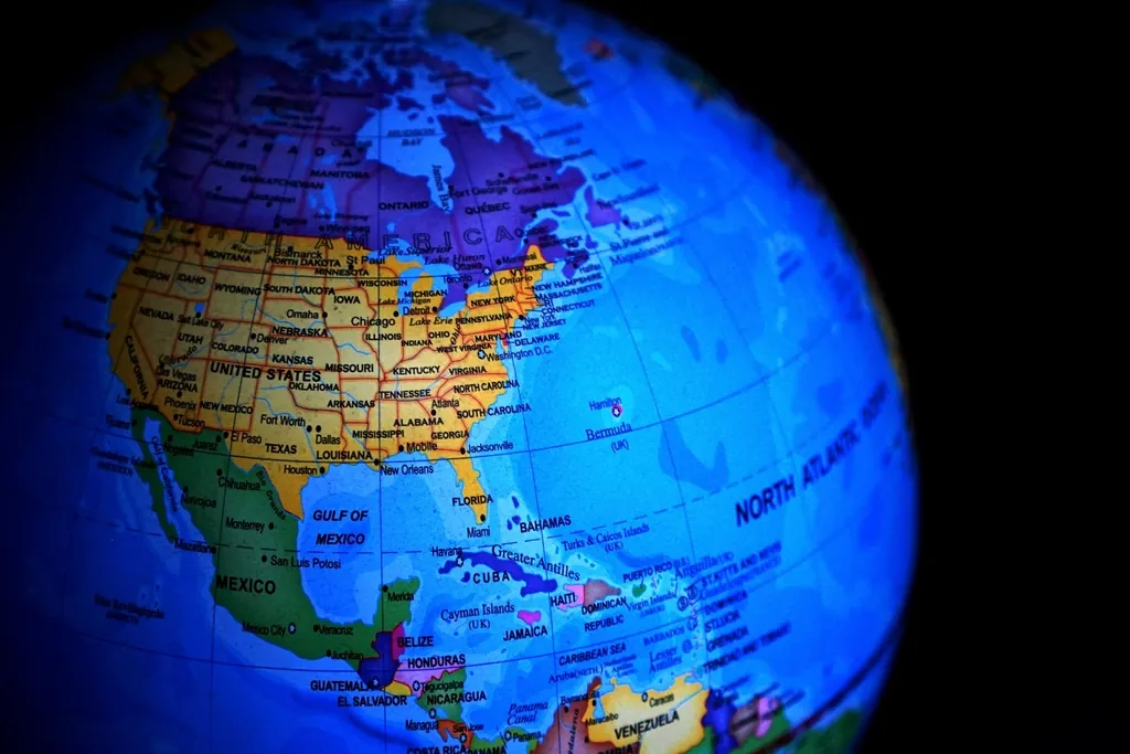 Glowing blue globe showing North America, a reminder that hosting reaches shoppers worldwide