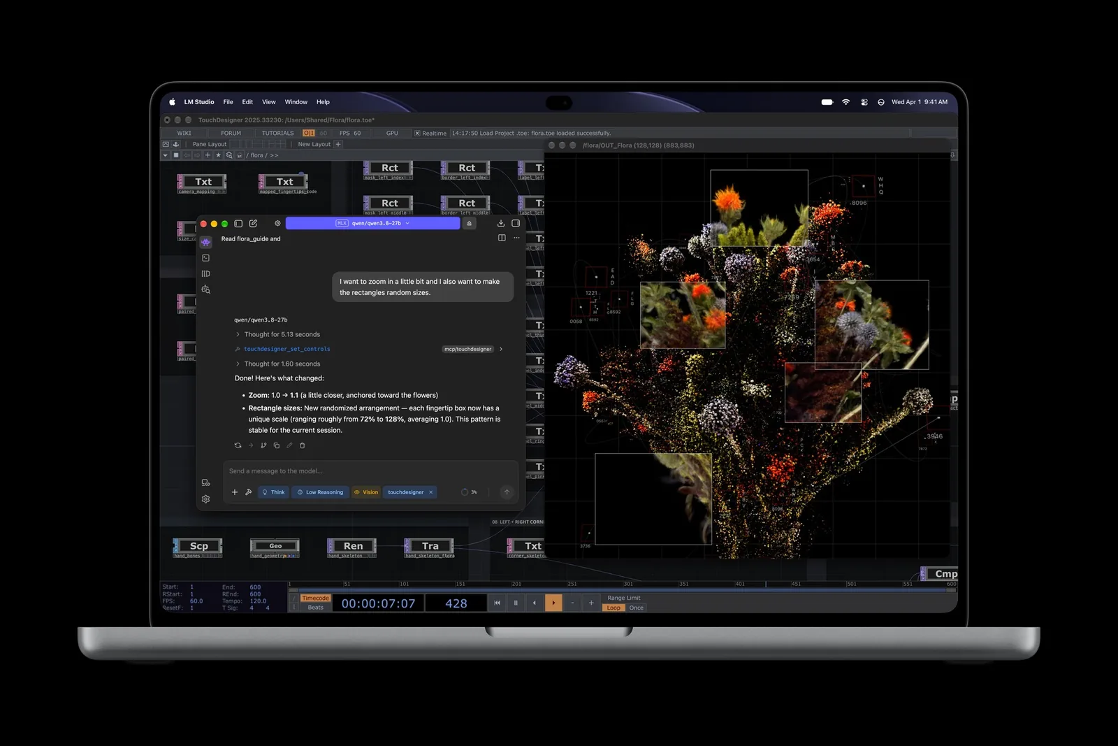 New MacBook Pro with PROLED XDR Display running a local AI model in LM Studio