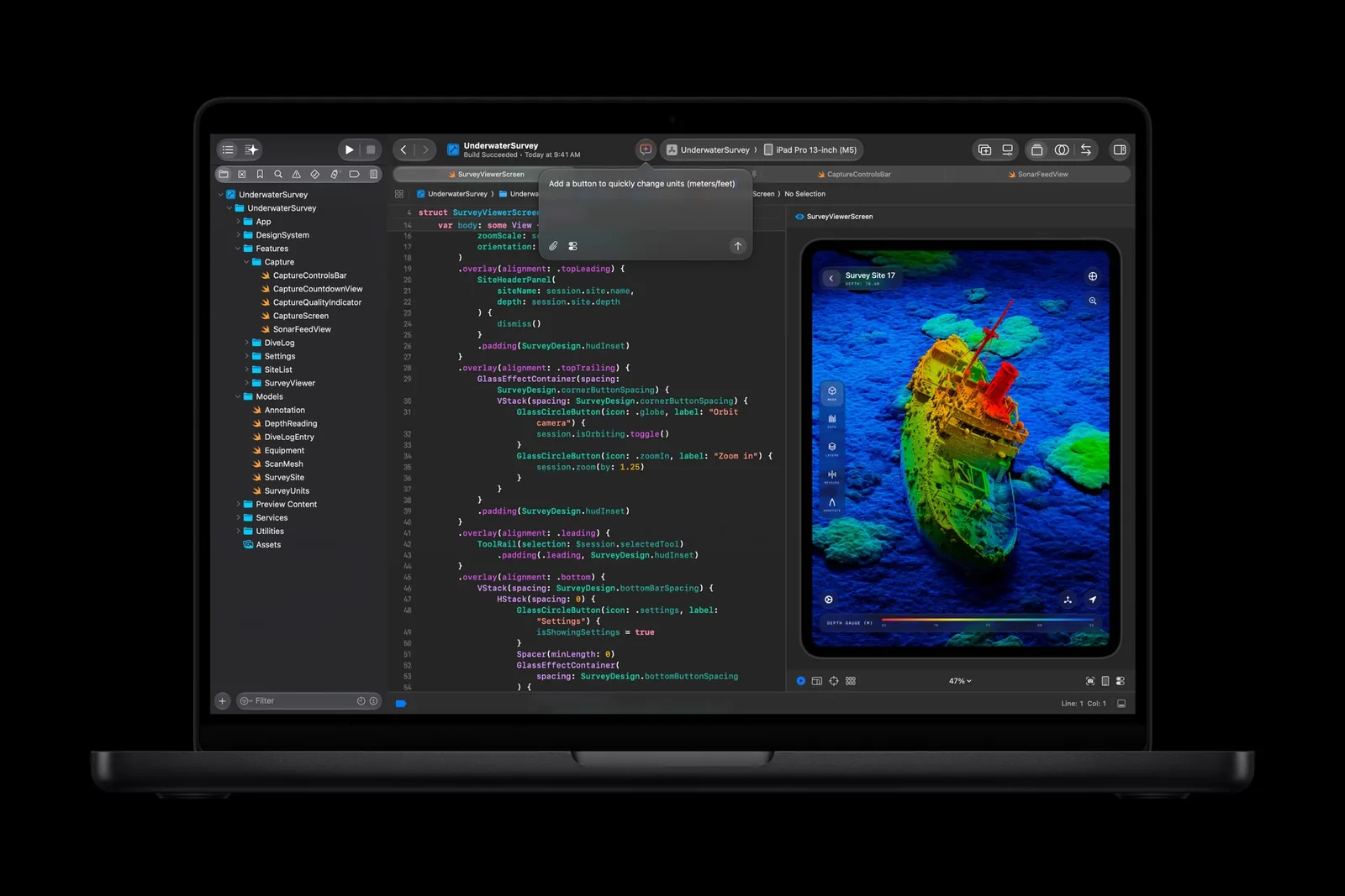 Xcode compiling a project on the 14-inch MacBook Pro with M6