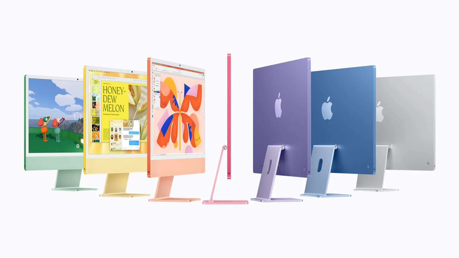 New iMac with M6 in green, yellow, orange, pink, purple, blue and silver