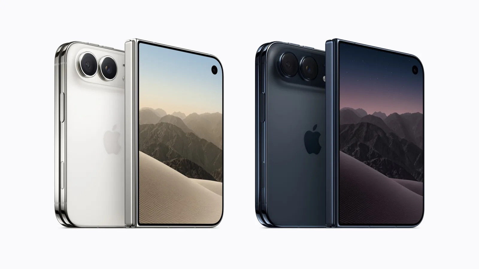 iPhone Duo foldable in star white and night sky, the model affected by screen cracking reports