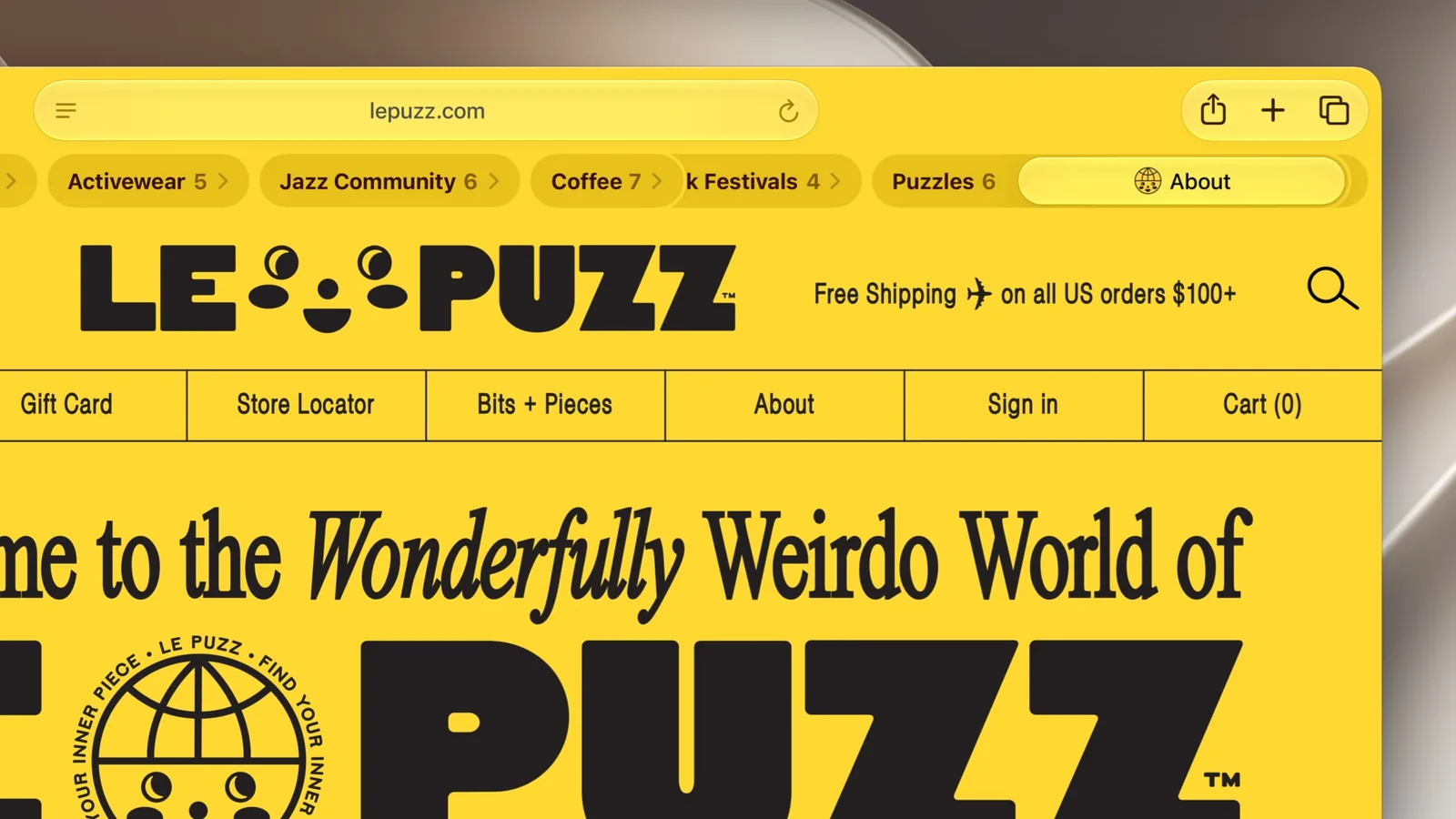 Safari organizing open tabs into topics on an online store page