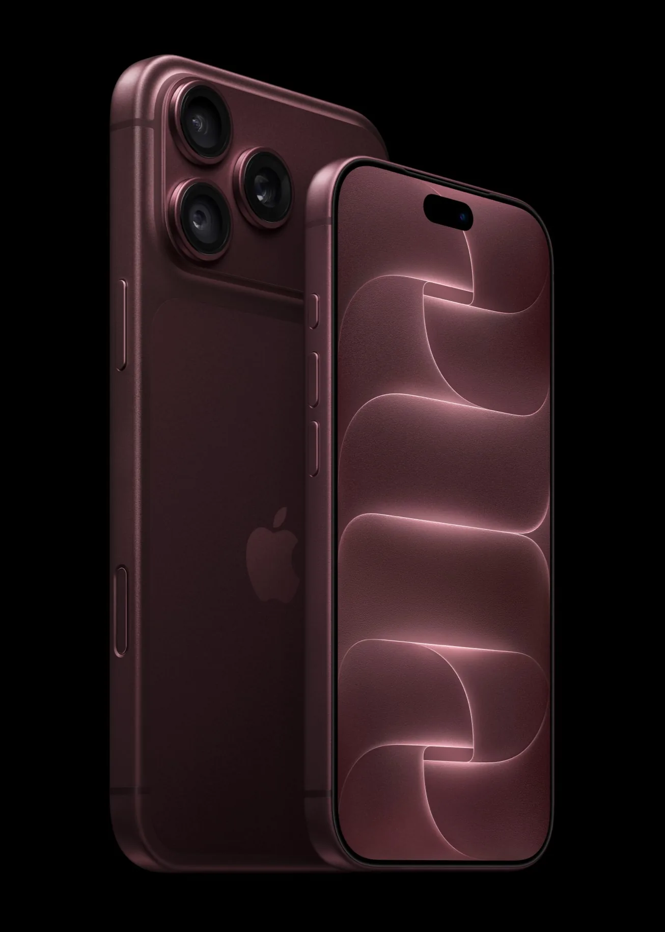 iPhone 18 Pro in the new burgundy finish, front and back views
